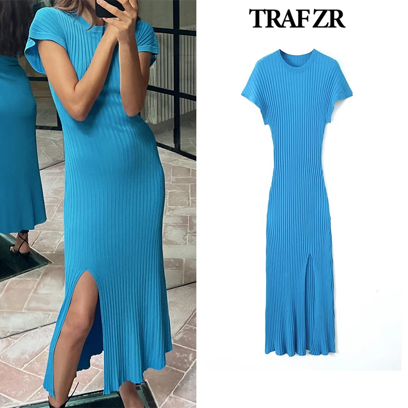 

TRAF ZR Midi Dresses Vacation Women Outfits Women's Elegant Summer 2024 Vintage Dresses Youthful Woman Casual Y2k Dress