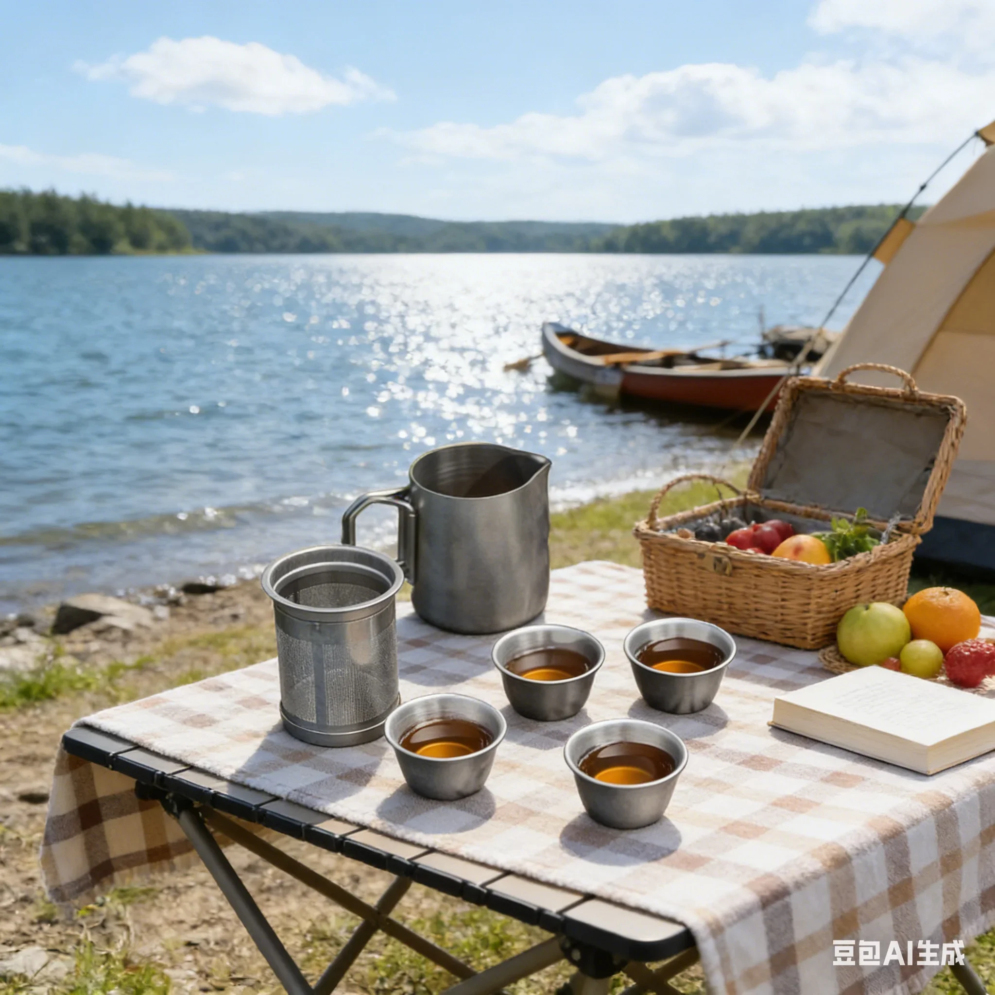 

Camping Tea Set Stainless Steel Portable Leak-Proof Spout Tea Pot Teacups With Filter Outdoor Travel Tea Tasting Equipment