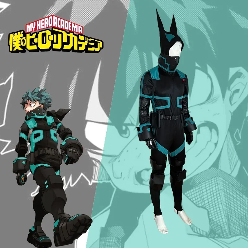 Midoriya Izuku Anime My Hero Academy Cosplay Black Man Woman Costume Set Halloween Wig Props High Quality B12