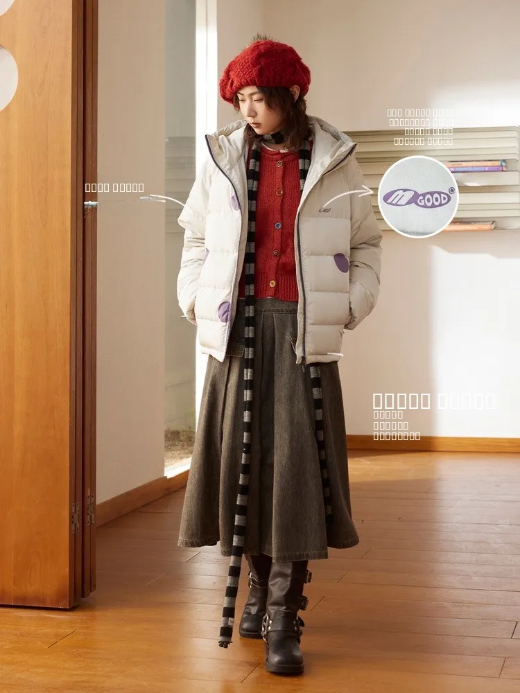 

Утепленная женская зимняя куртка-пуховик с капюшоном в горошек, повседневная, стандартного кроя