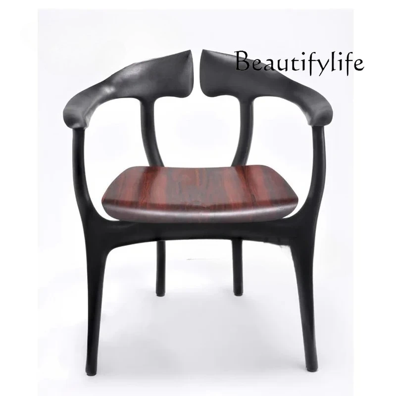 

X Medieval Solid Wood Dining Chair Retro Home Light Luxury Minimalist Back Chair Medieval Armrest Casual Dining Table And Chair