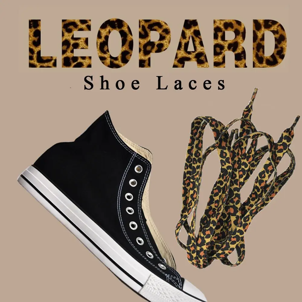 Leopardo Print Laces planas, sapato decoração, sapato, mais novos sapatos acessórios, 1 par