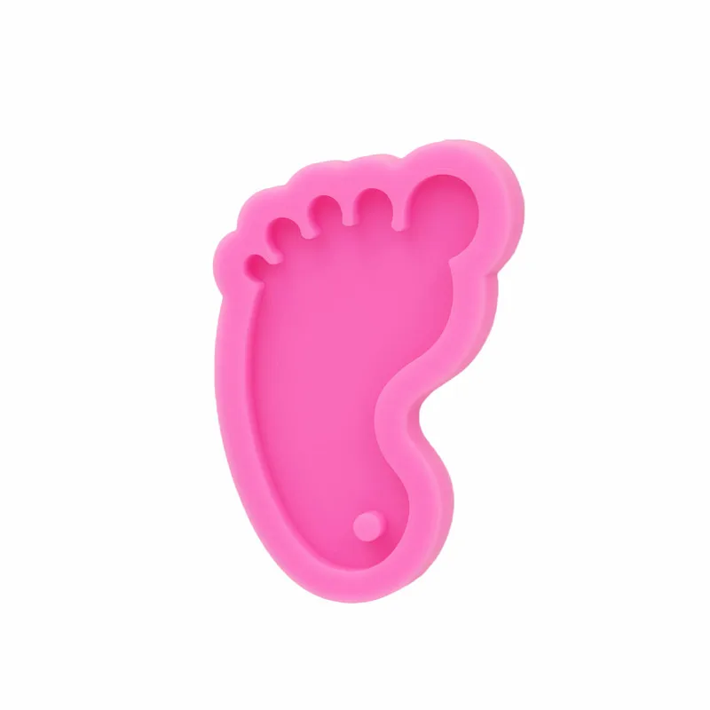 GJ-1031 Shiny Mirror Foot Shape Keychain Silicone Mold Epoxy Resin Decorative Jewelry Pendant Drip Molds