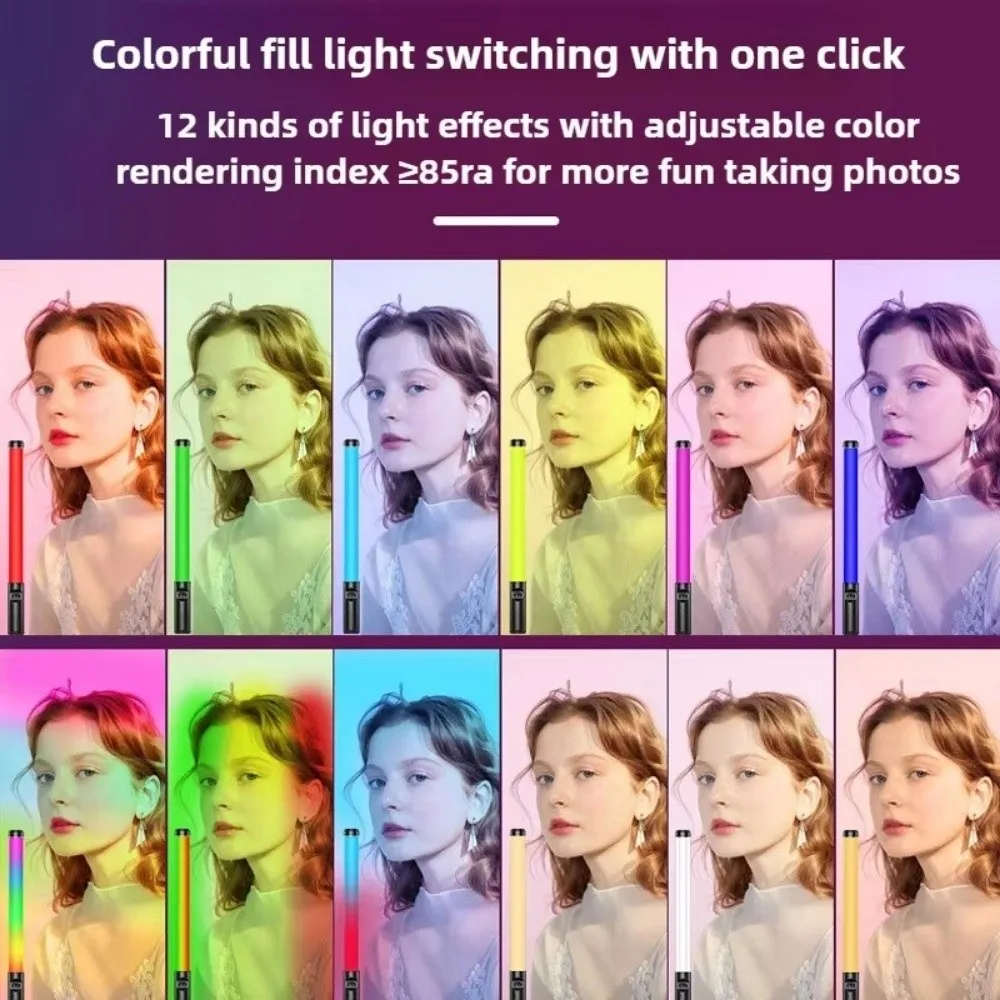 Handheld LED RGB Light Stick Colorful USB Rechargeable Photography Fill Light Vlog/Selfie Studio Photo Lighting
