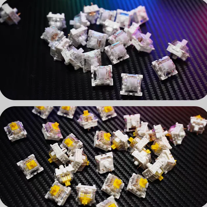 Przełączniki Outemu Silent Switch Szare Białe Żółte 3-Pinowe Liniowe Tactile Mechaniczne Wyciszone Przełączniki RGB Pasujące do Obudowy Hot Swap Fabrycznie Smarowane — zdjęcie produktu 6