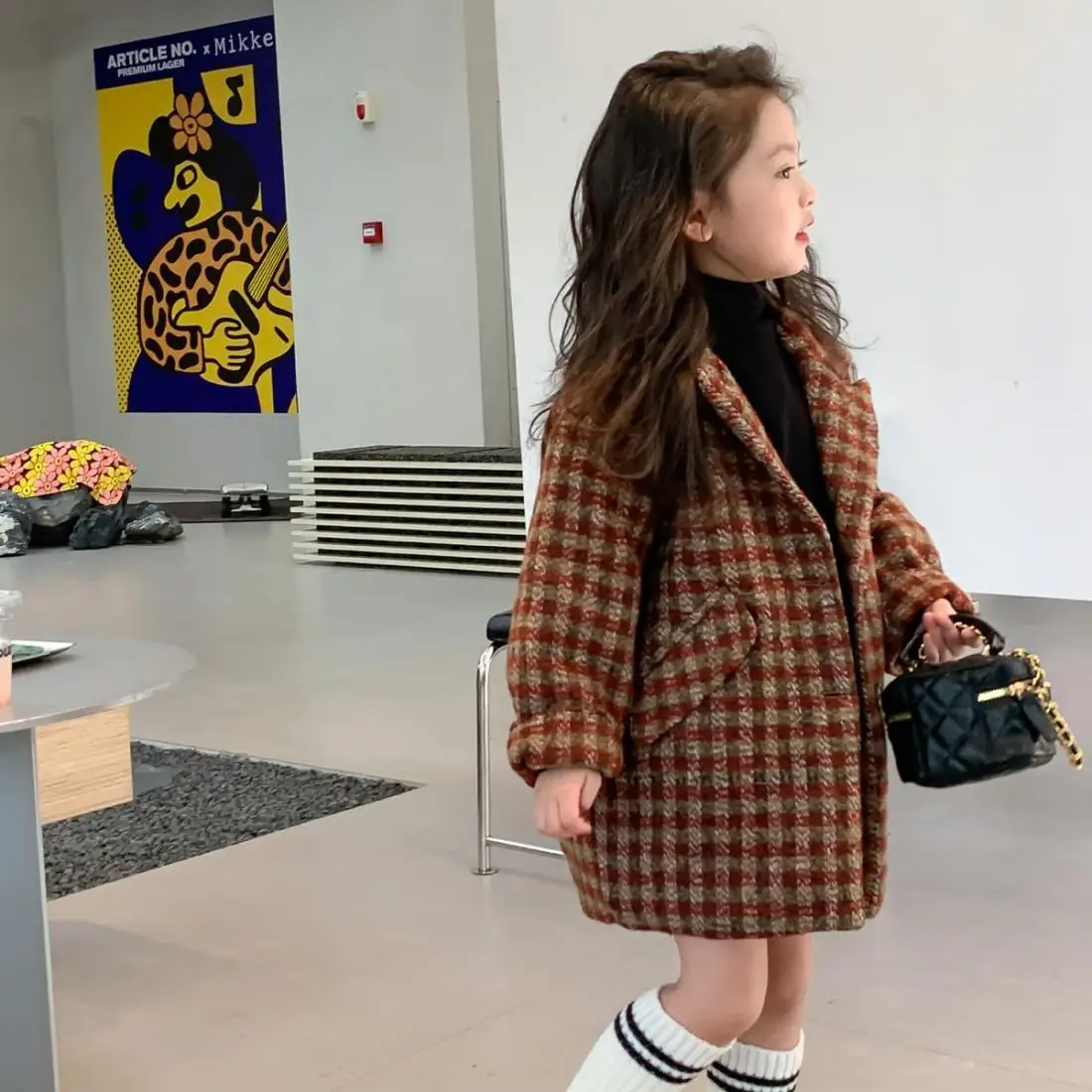 

Модное длинное детское двустороннее шерстяное теплое пальто 90-140 см для девочек на осень и зиму