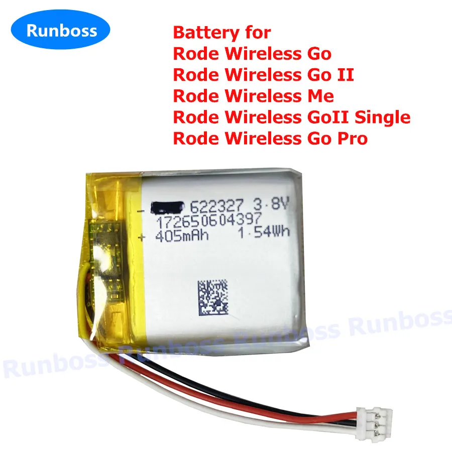 405mAh Battery For RODE Wireless Go II GO2 Microphone New Li Polymer Rechargeable Pack Replacement 3.8V