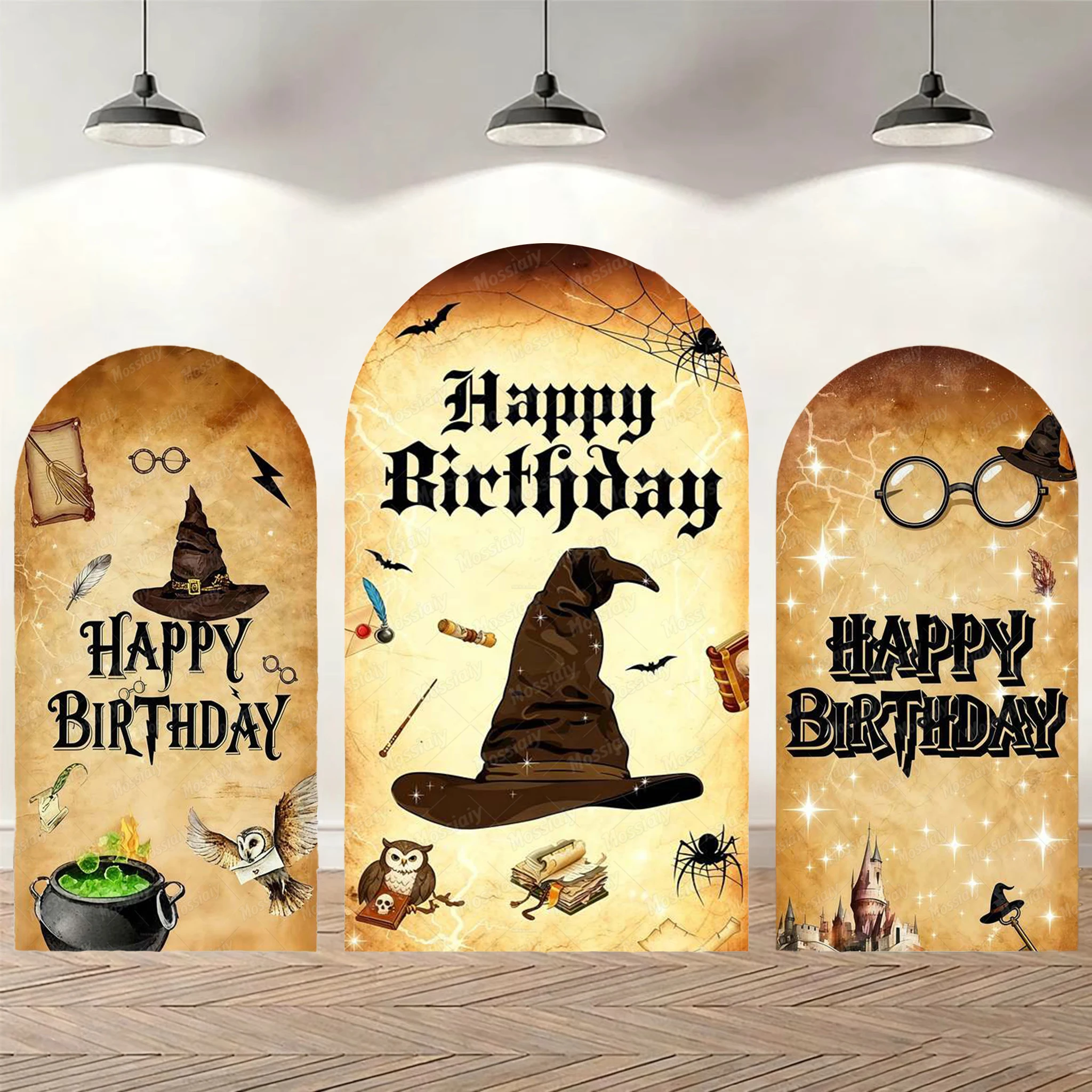 Toile de fond personnalisée pour fête d'anniversaire sur le thème du Château des Sorciers et de l'Académie Magique, avec plateforme 9 3/4, pour enfants, garçons et bébés