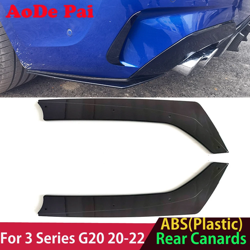 Carbon Fiber Look 2 teile/satz Hecks toß stange Splitter Lip Canard Diffusor für BMW 3er G20 2020-2022 m Sport glänzend schwarz mp Stil