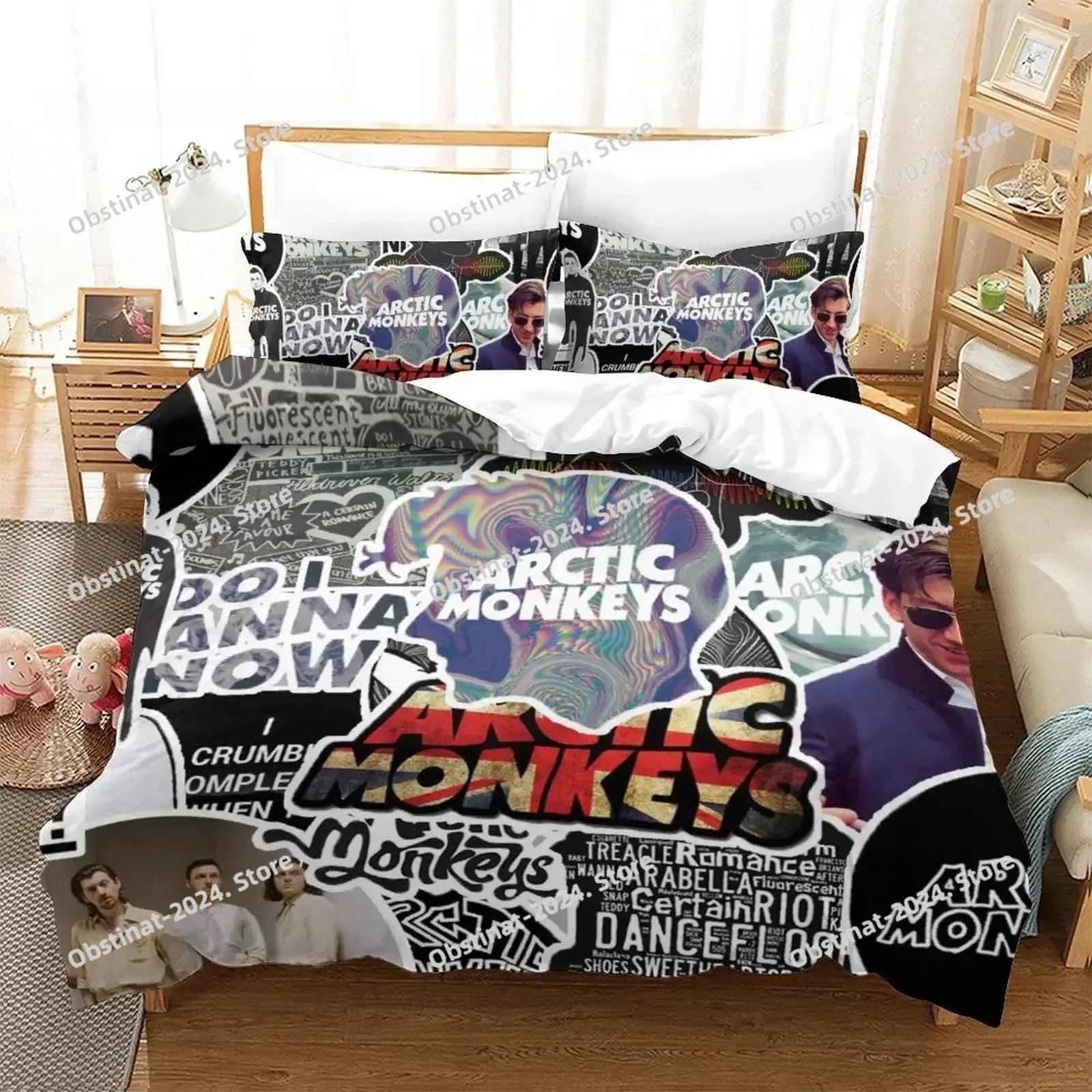 موضة قرود القطب الشمالي طقم سرير واحد التوأم كامل الملكة الملك الحجم طقم سرير الكبار طفل غرفة نوم حاف مجموعات ثلاثية الأبعاد طباعة ملاءة سرير #3