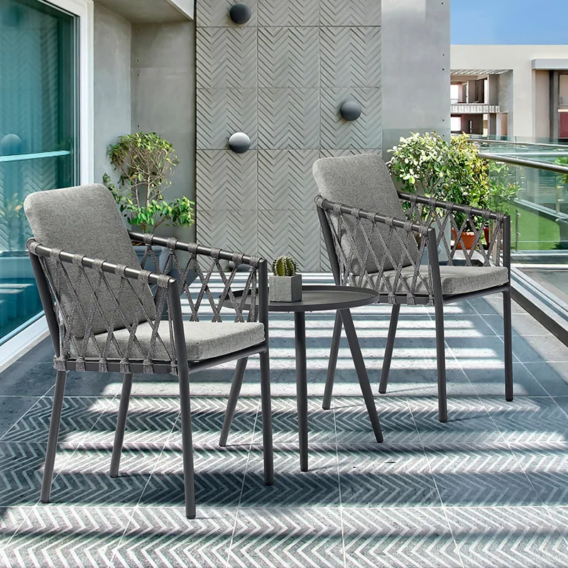 야외 테이블과 의자, 조합 커피숍 팔걸이, 레저 의자, 3종 세트, 가정용 발코니 식탁 의자