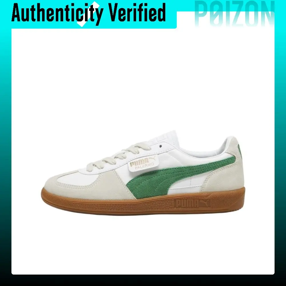 PUMA Palermo Lth Leather Low top German Army Trainers Unisex White Beige Green 396464-07