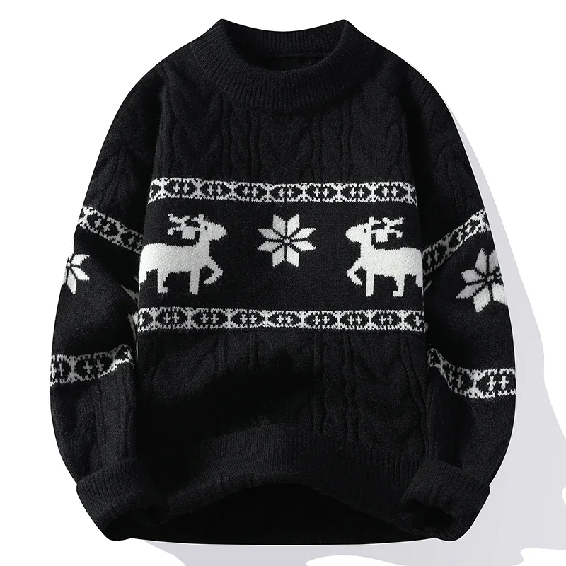 Winter Sweater 2024 New Fall Men Thick Warm Mens Sweaters With Deer Korean Harajuku Christmas Jumper