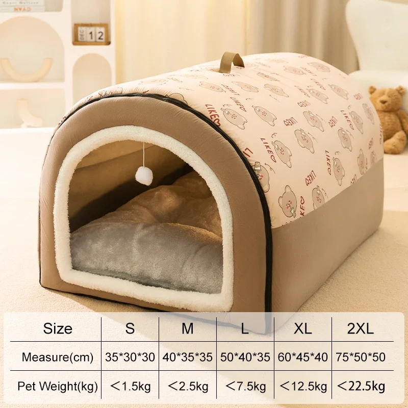 Big Dog Kennel Warm Winter Dog House Mat Detachable Washable Dogs Bed Nest Deep Sleep Tent for Medium Large Dogs House Supplies