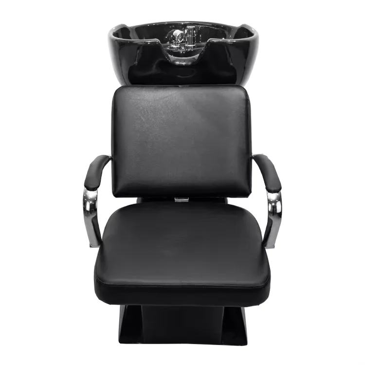 Modern Creative Design Black Leather Beauty Salon Basin Hair Wash and Chair Luxury Reclining Cheap Hair Washing Chair