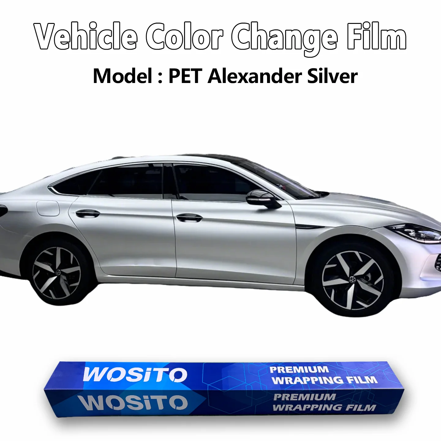 PET Alexander Silver Auto Wrap Vinyl Rol Glans Metallic Autofolie Volledige Carrosserie Kleurverandering Krasbestendig Fabrieksgroothandel
