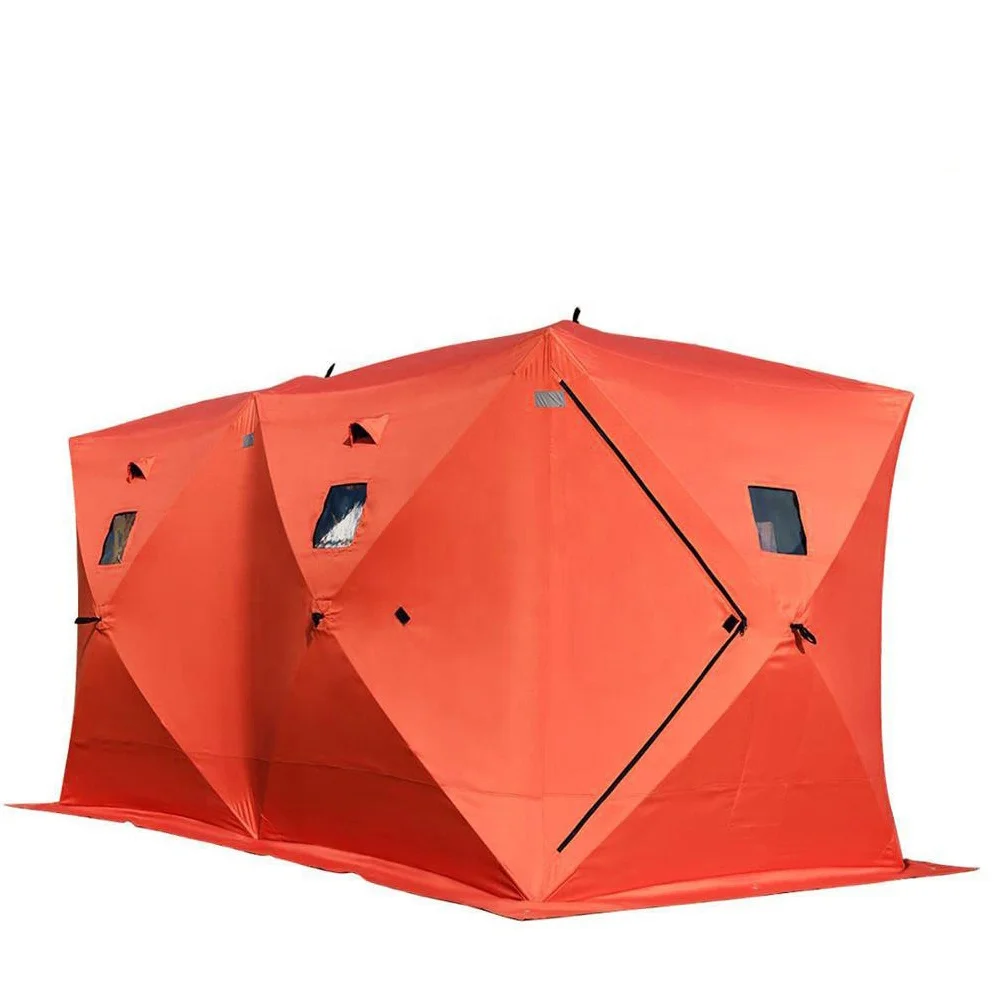2 room instant quick opening winter tent heavy windproof pop-up ice fishing tent outdoor 6-8 people portable ice fishing tent