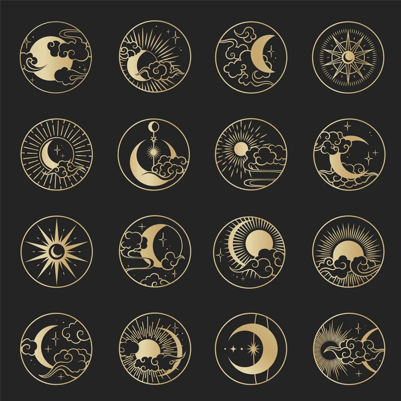 114 adesivi PET con mandala cava trasparente, taglio laser vintage fai da te, materiali per diario fatti a mano, adesivi in lamina d'oro