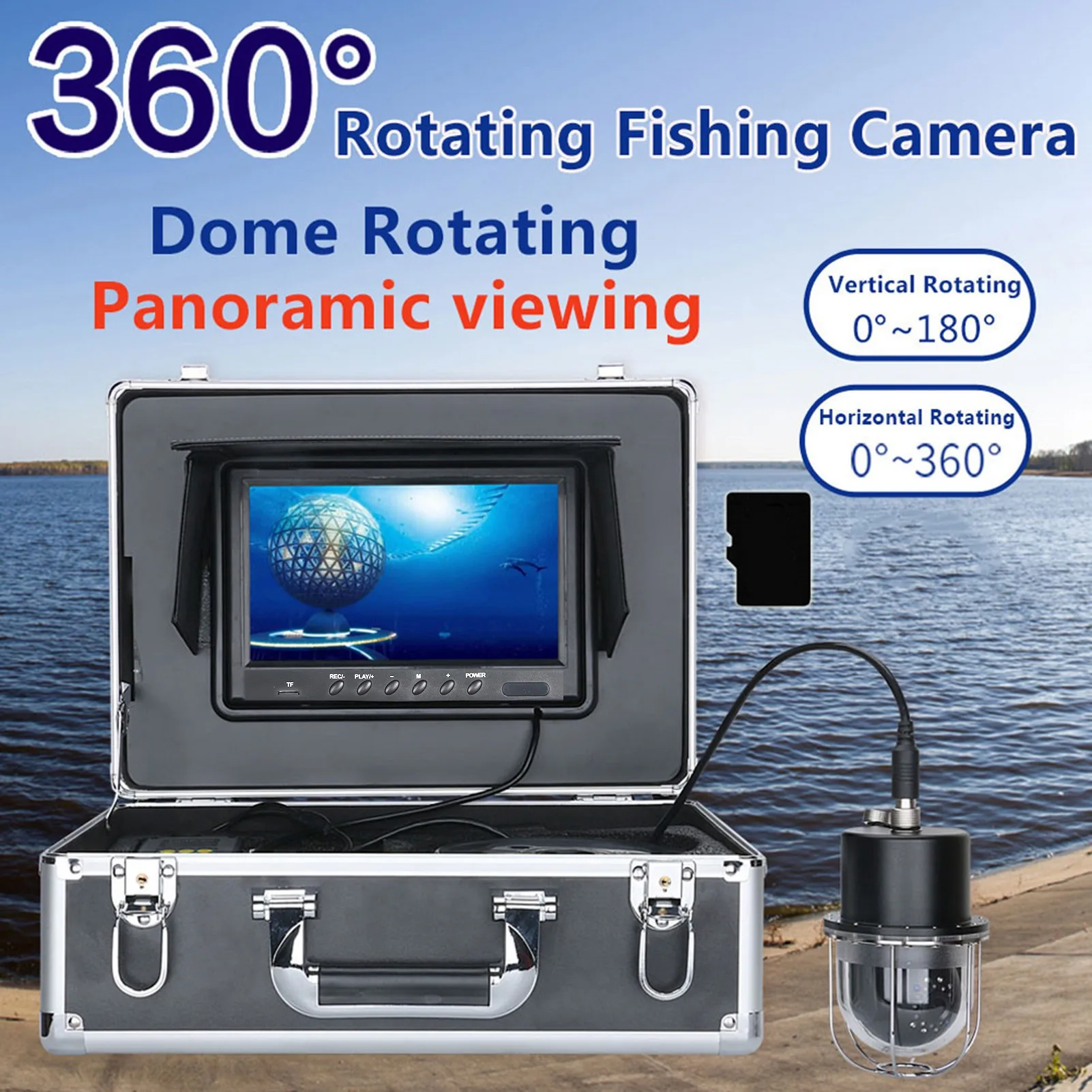 

9in DVR Recorder 360° 100m Line IP68 Waterproof 20LEDs Underwater Fishing Video Camera Fishing Video Camera Monitor Fish Finder