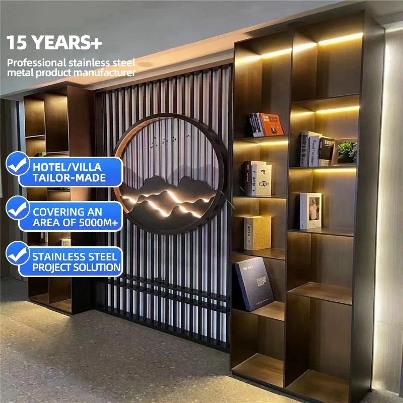 

Design Decorative Metal Shelf Partition Stainless Steel Baffle Rack