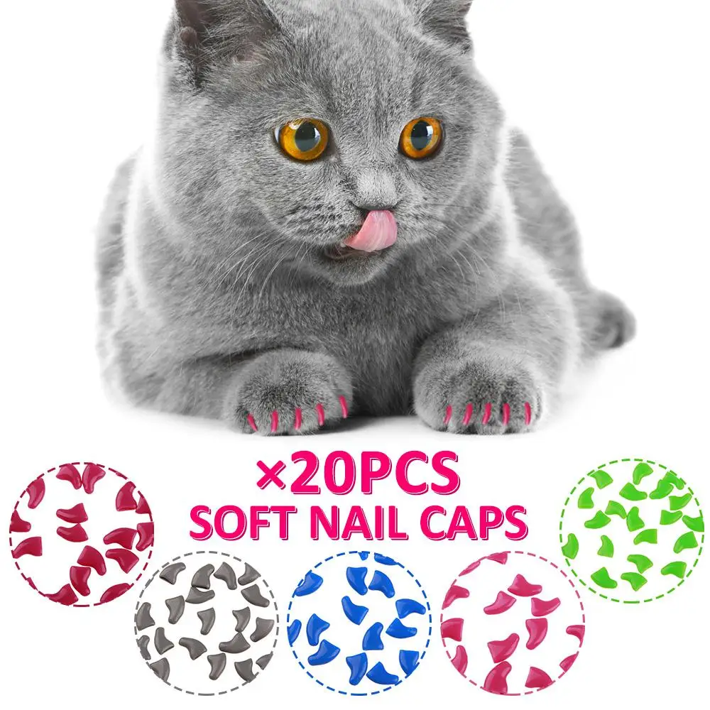 Soft Cat Nail Caps Fashion Cat Nail Cover Pet Claw Silicon Nail Protector With Free Adhesive Glue And Applictor Size XS