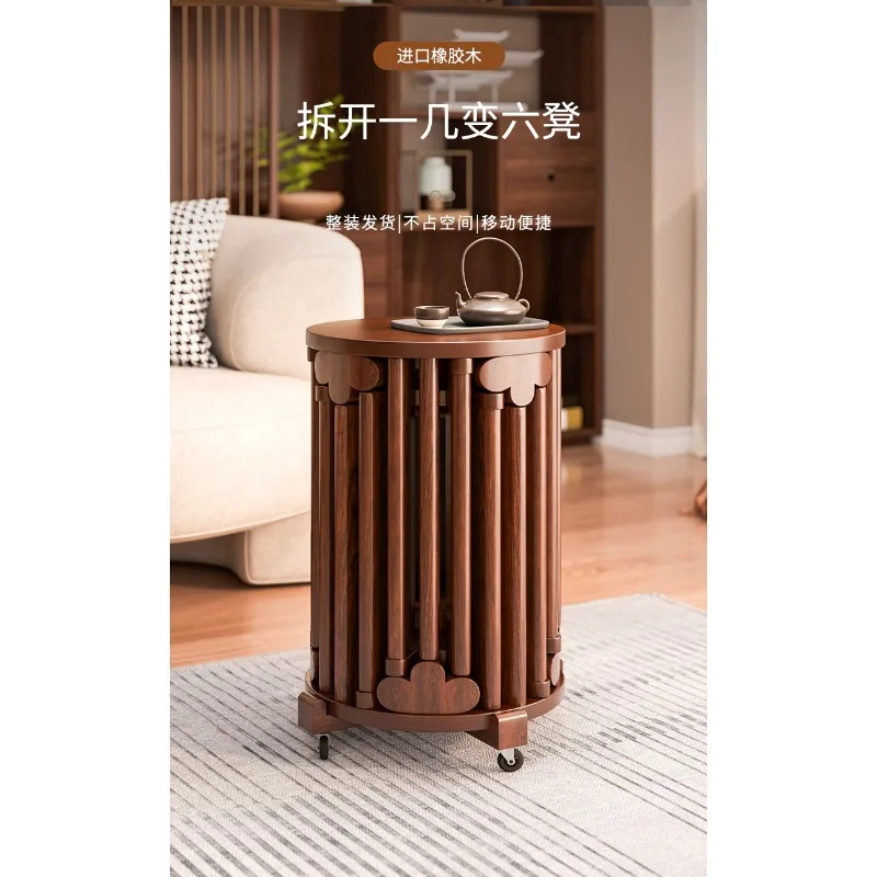 Solid wood stackable round stool modern household tea tens of thousands of rounds dining table stool stacking music spare
