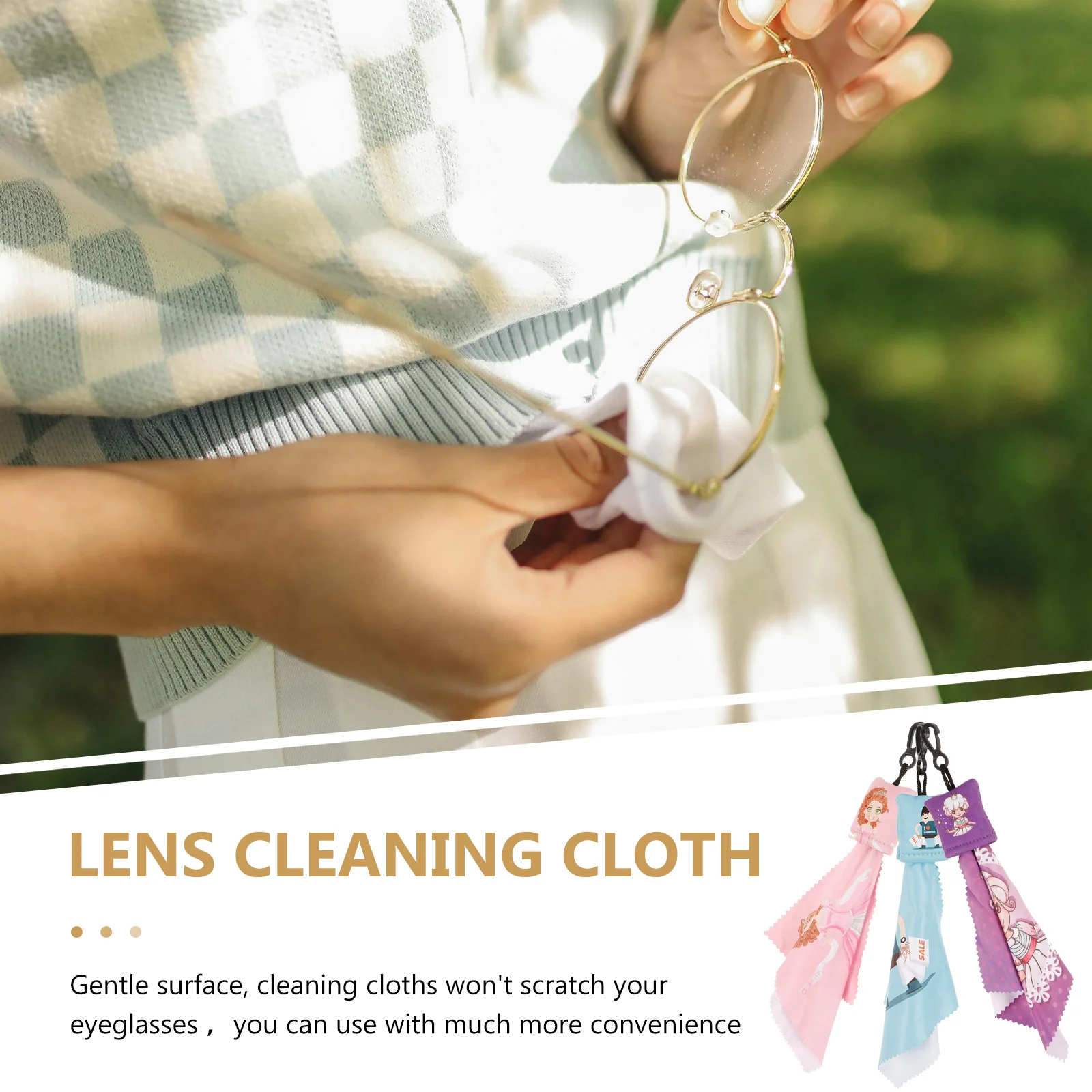 3pcs Keychain Glasses Cloth Suspend Electronic Wipes Screen Phone Cleaning Lens Cleaner Mirror Cloth Fiber Eyeglass Wipe Cloth