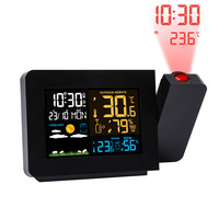 Weather Station Thermometer Wireless Sensor Indoor Outdoor Temperature & Humidity Meter Digital Alarm Clock with Time Projection