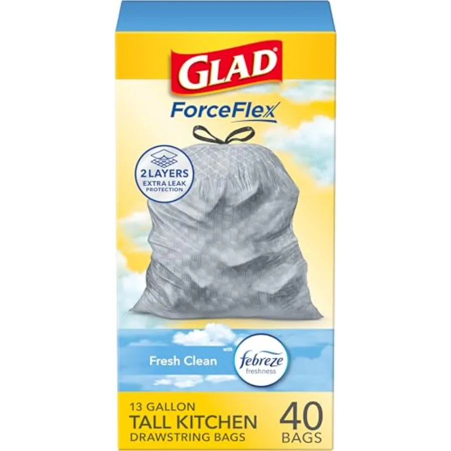 

ceFlex Tall Kitcen Tras Bags, 13 Gallon, Gain Fres Clean, 40 Count Package May Vary