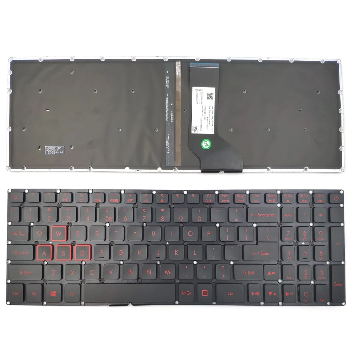 

New For Acer Nitro 5 AN515-51 N17c1 AN515-52 AN515-53 Series Laptop Keyboard US Black With Backlit Without Frame