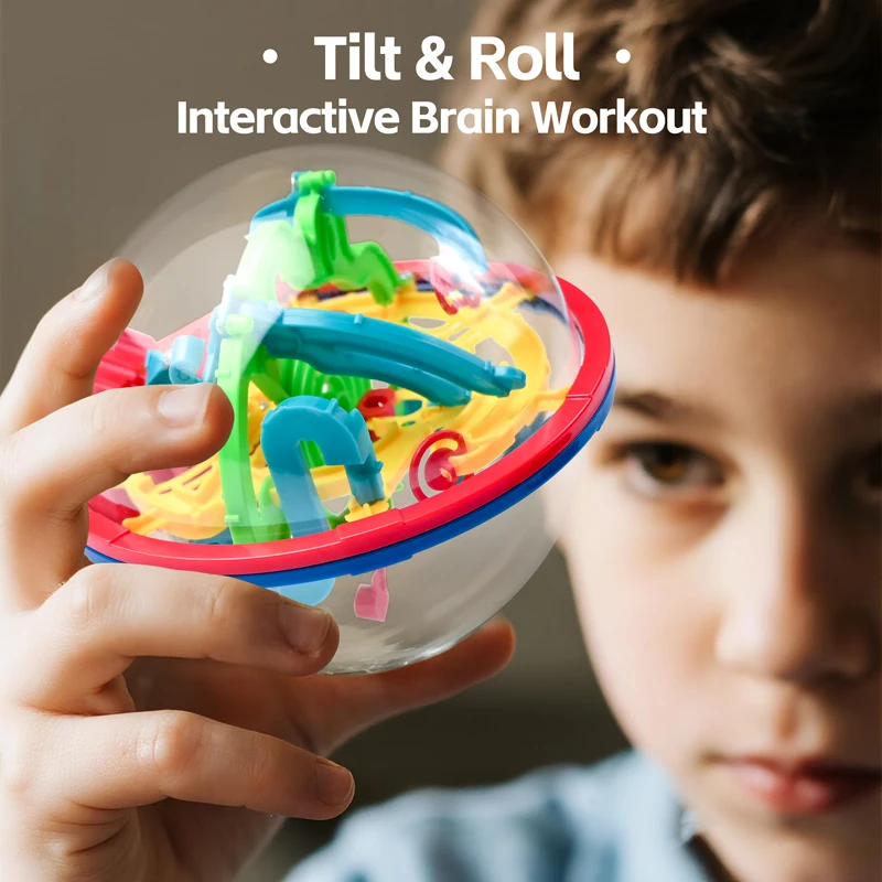 Zabawka 3D Puzzle Ball Gra Logiczna dla Dzieci Stalowa Torba z Kulami Labirynt Kulowy Gra 3D z 100 Przeszkodami Prezent Urodzinowy dla Chłopców i Dziewczynek