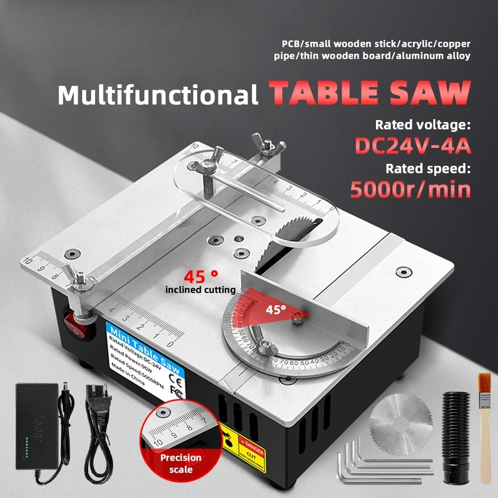 

96 Вт мини-настольная пила, регулируемая многофункциональная настольная пила, бытовой режущий станок «сделай сам», деревообрабатывающий станок, токарный станок, режущий инструмент