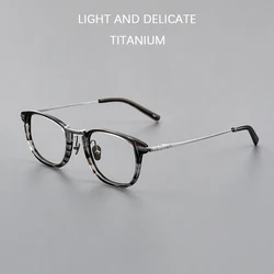 2024 Japanese Square Titanium Glasses Frame Women Fashion Anti Blue Light Photochromic Eyeglasses Men Acetate Full Rim Eyewear