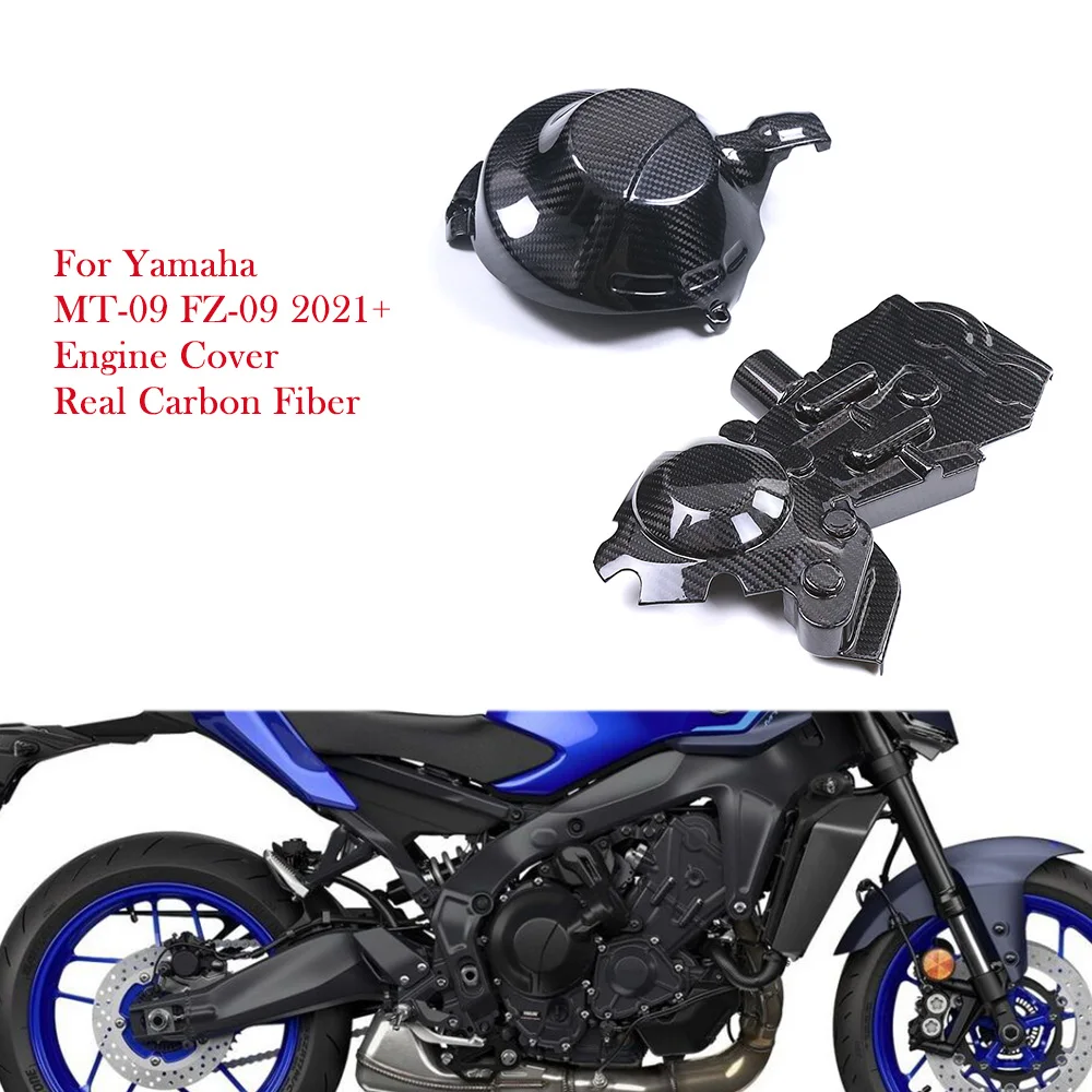 

For YAMAHA MT-09 FZ-09 MT09 FZ09 2021 2022 2023 2024 Real Dry Carbon Fiber Engine Cover Fairing Kits Motorcycle Accessories