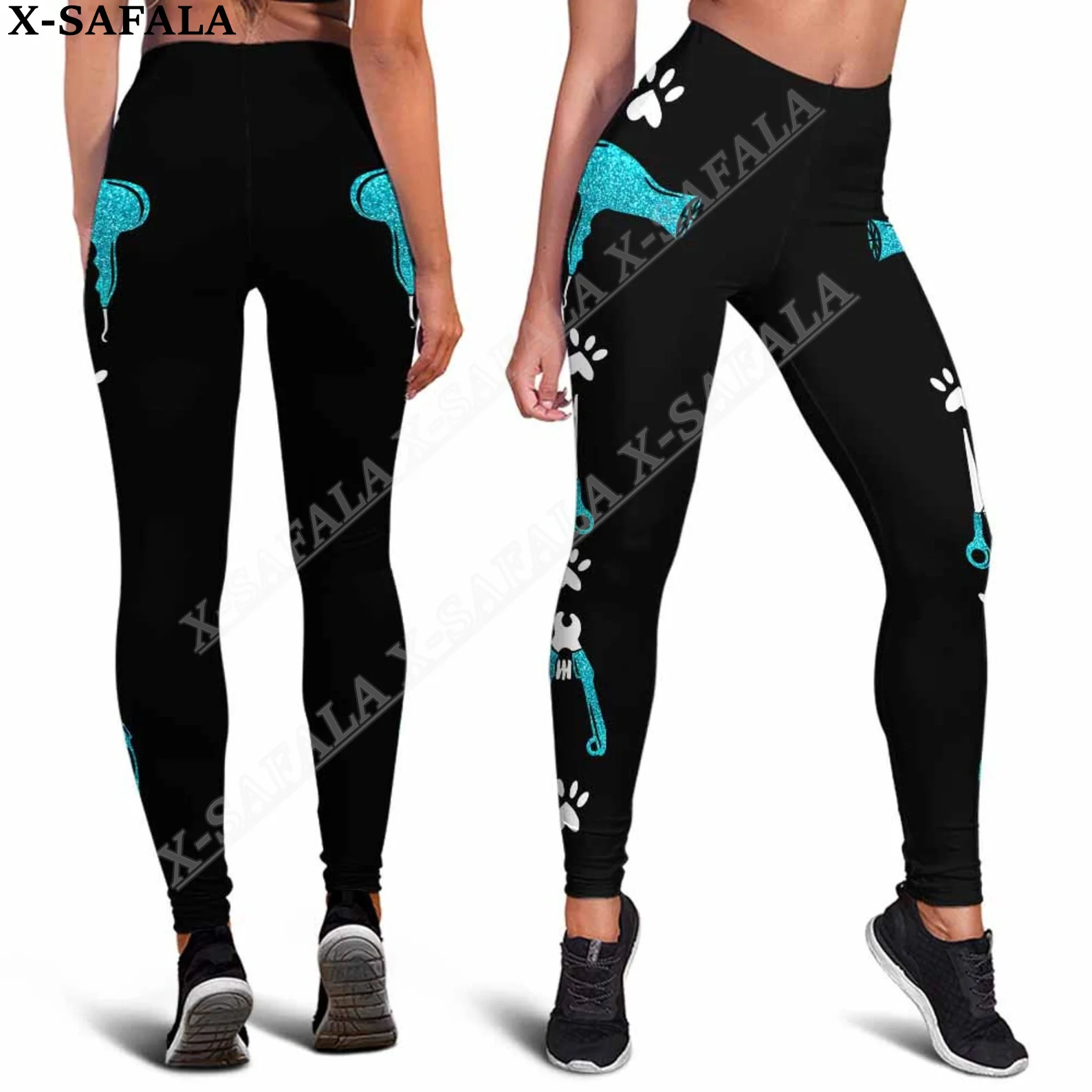 Calças de ioga femininas com estampa 3D, leggings estilo cachorro, salão de beleza, cabeleireiro, roupas esportivas de verão Fitness-5