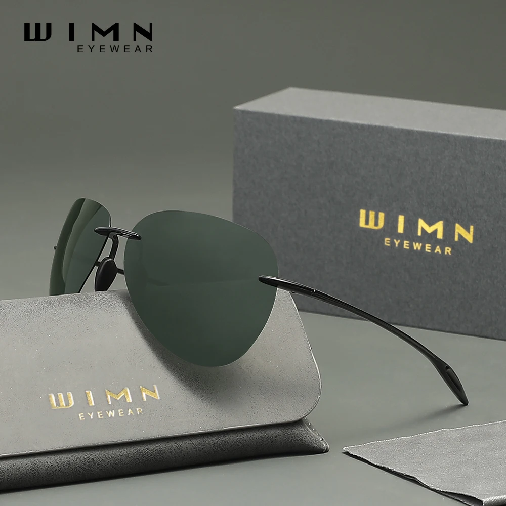 

Солнцезащитные очки WIMN без оправы, аксессуары, UV400, винтажные мужские поляризационные ультралегкие очки-авиаторы без оправы для женщин, зеркальные линзы