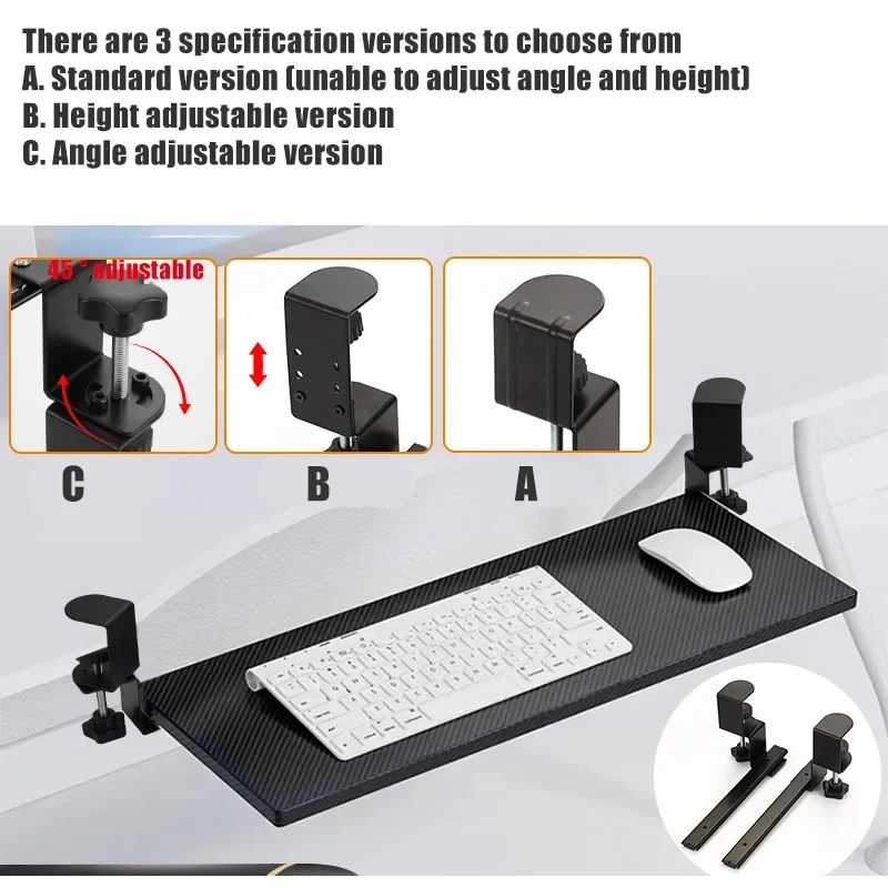 No-drill Keyboard Holder Keyboard Drawer Tray Desktop Slide Clamp Drawer Organizer Computer Mouse Storage Rack Under-desk Stand
