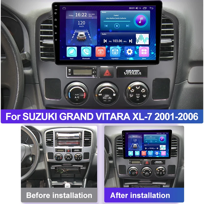 9 Inch Car Radio Android 12 Video Player Head Unit Stereo GPS Multimedia CarPlay For SUZUKI GRAND VITARA XL-7 2001 - 2006