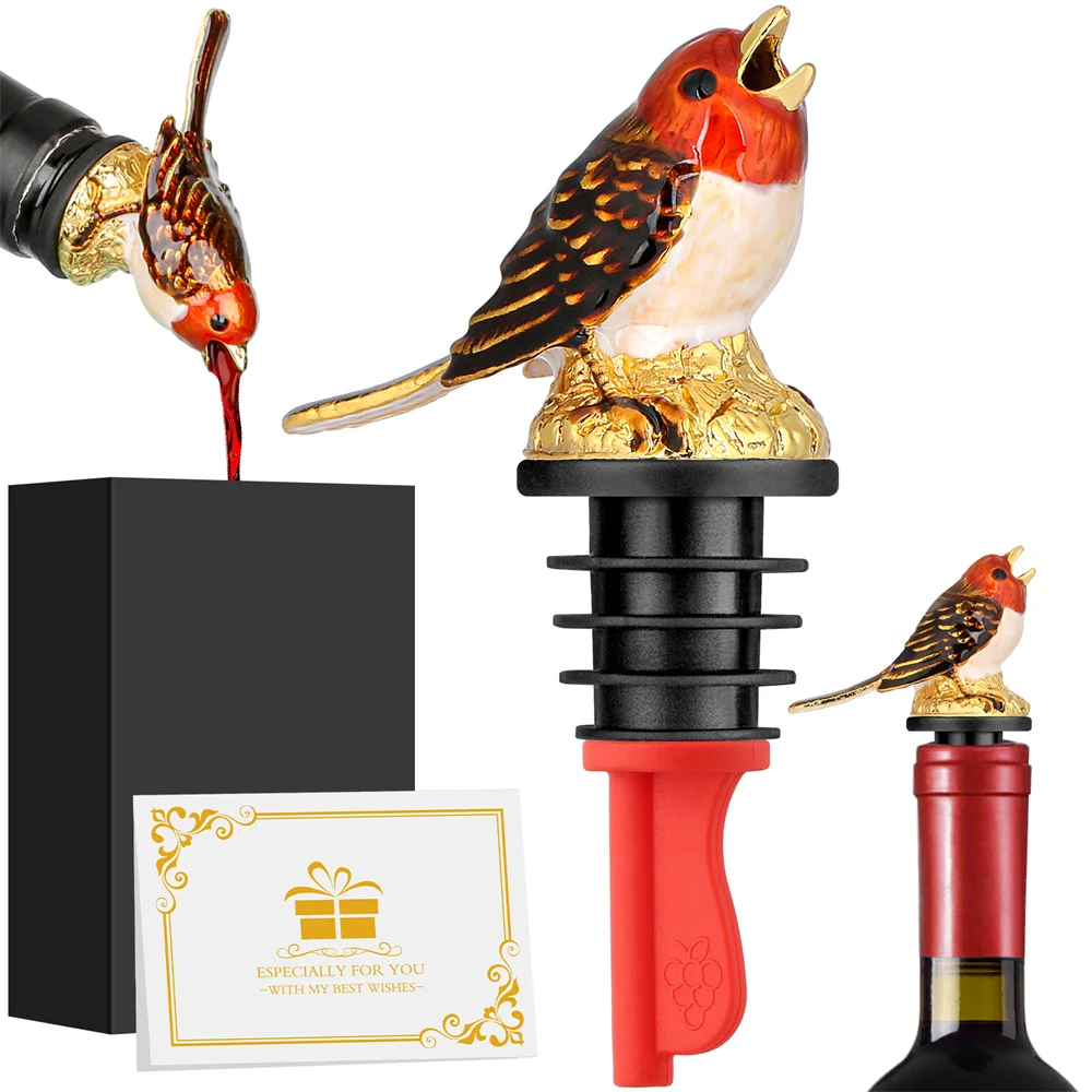 

Colorful Bird Decor 2-In-1 Wine Bottle Pourer and Stopper Art Animal Bottle Stopper Bar Tool Festival Wine Gift Decoration