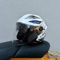 2024 New Motorcycle Half 3/4 Open Face Helmet Double Lens Men Women Four Seasons Electric Bicycle Open Helmet Scooter Jet