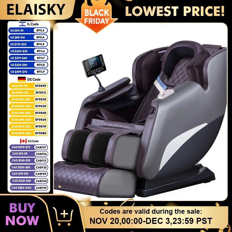 

Full Body Massage Chair with Zero Gravity, Massage Chair Recliner with Heating, Airbags, Bluetooth Speaker, Foot Roller 110/220V