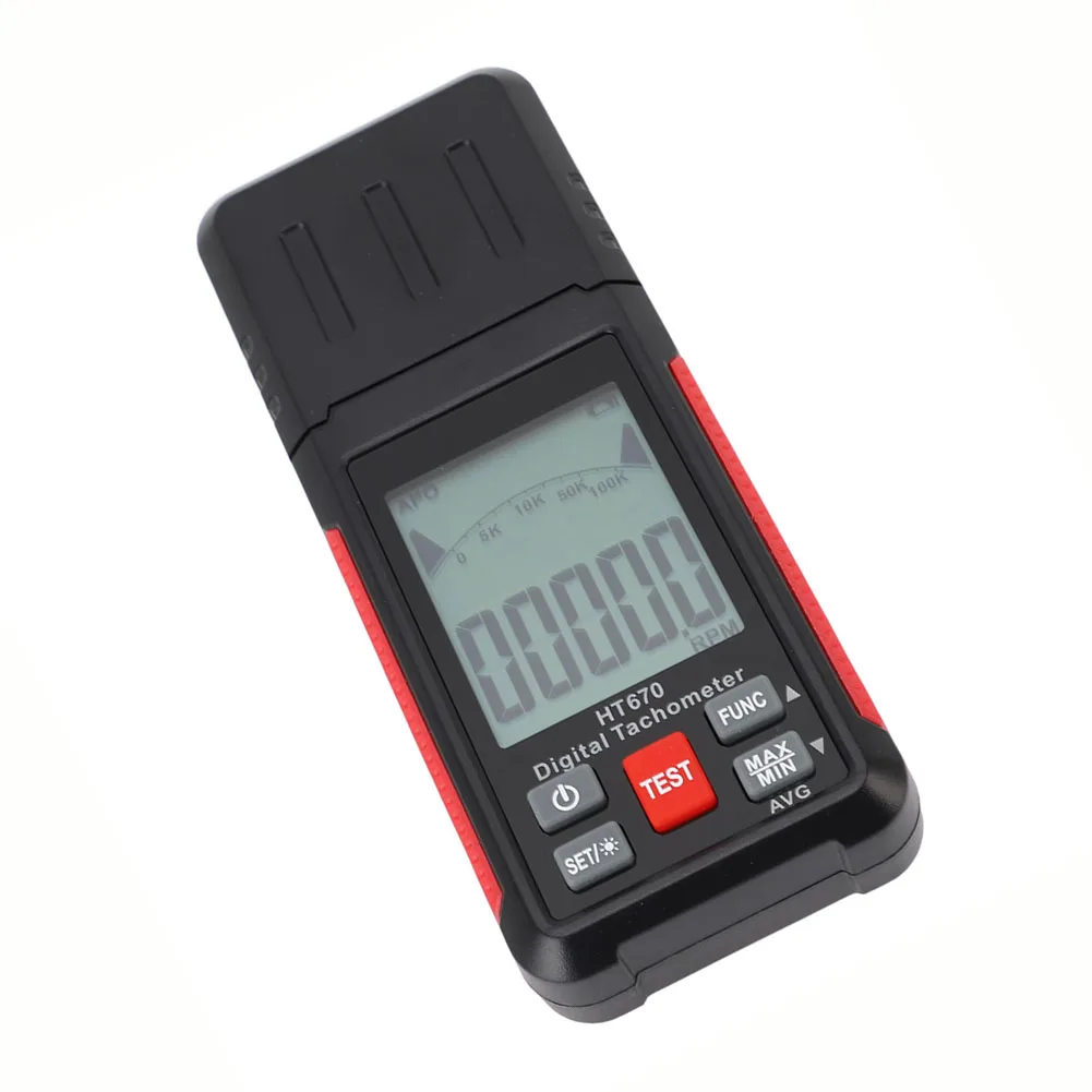 HT670 Digital Tachometer Portable Handheld Optical RPM Meter 10-99999 Range Large LCD Screen Auto Memory For Industrial Motor Te