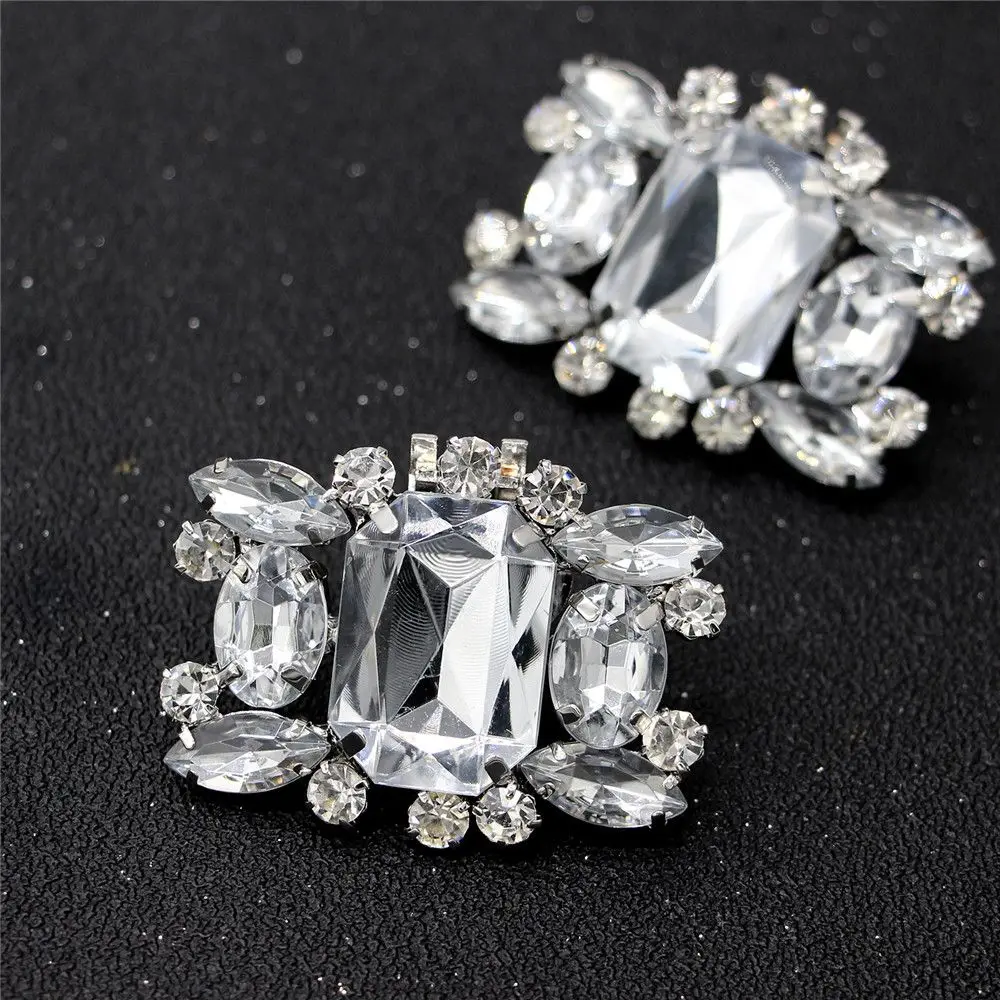 Women Square Clamp Wedding Charm Buckle Shiny Decorative Clips Shoe Clip Shoe Decorations