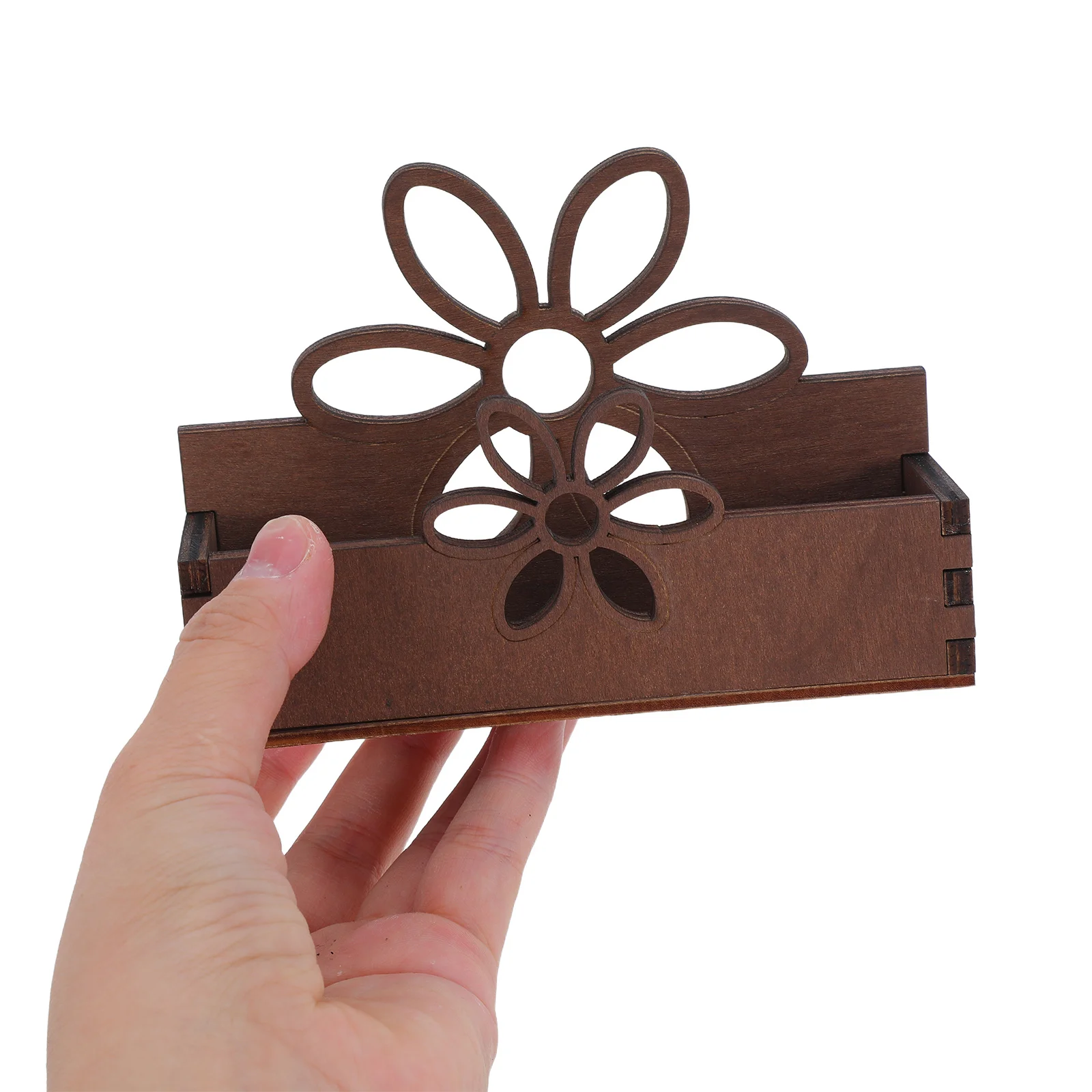 

2Pcs Floral Wood Business Card Holder - Elegant Desktop Name Card Stand for Postcards Greeting Cards Organization Decor
