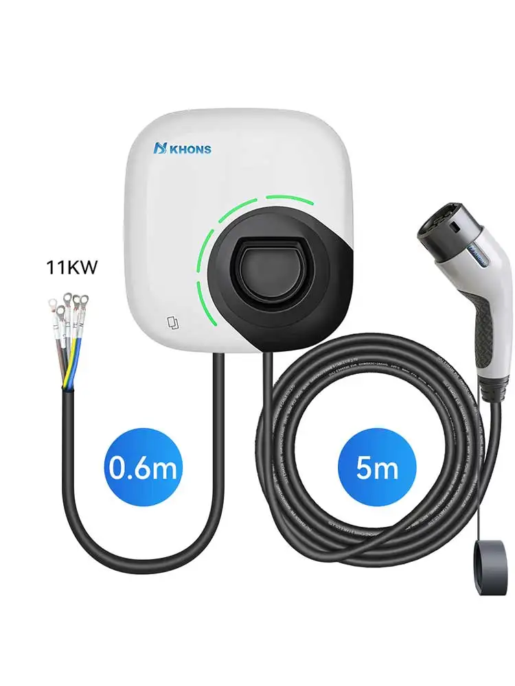 Khons Type2 EV-Ladestation 11 kW EV-Ladegerät 16 A 3 Phasen Wallbox Elektrofahrzeug-Ladestation IEC62196 mit App-Steuerung