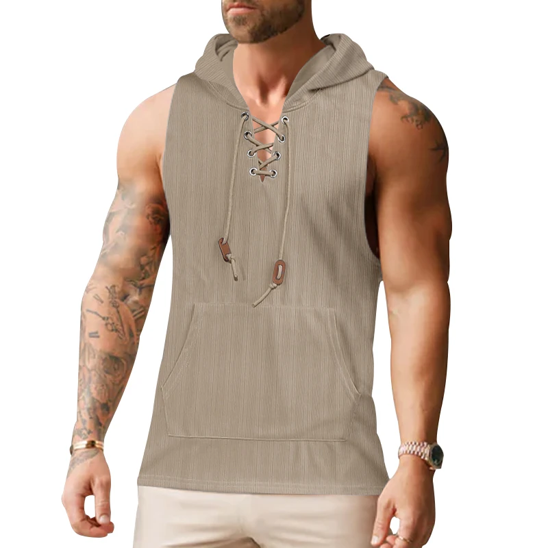 Cross-border new European and American youth leisure jacquard knit hooded T-shirt sleeveless vest