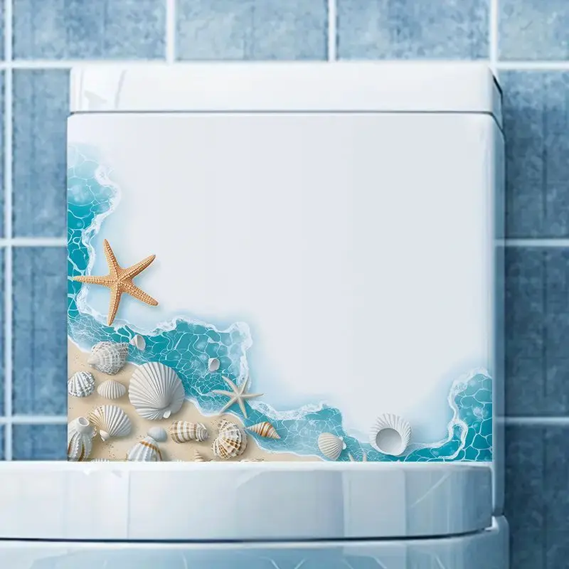 Exquisite Shells on The Beach By The Sea Toilet Sticker Bathroom Toilet Cover Sticker Wall Sticker Wc For Home Decoration M1398