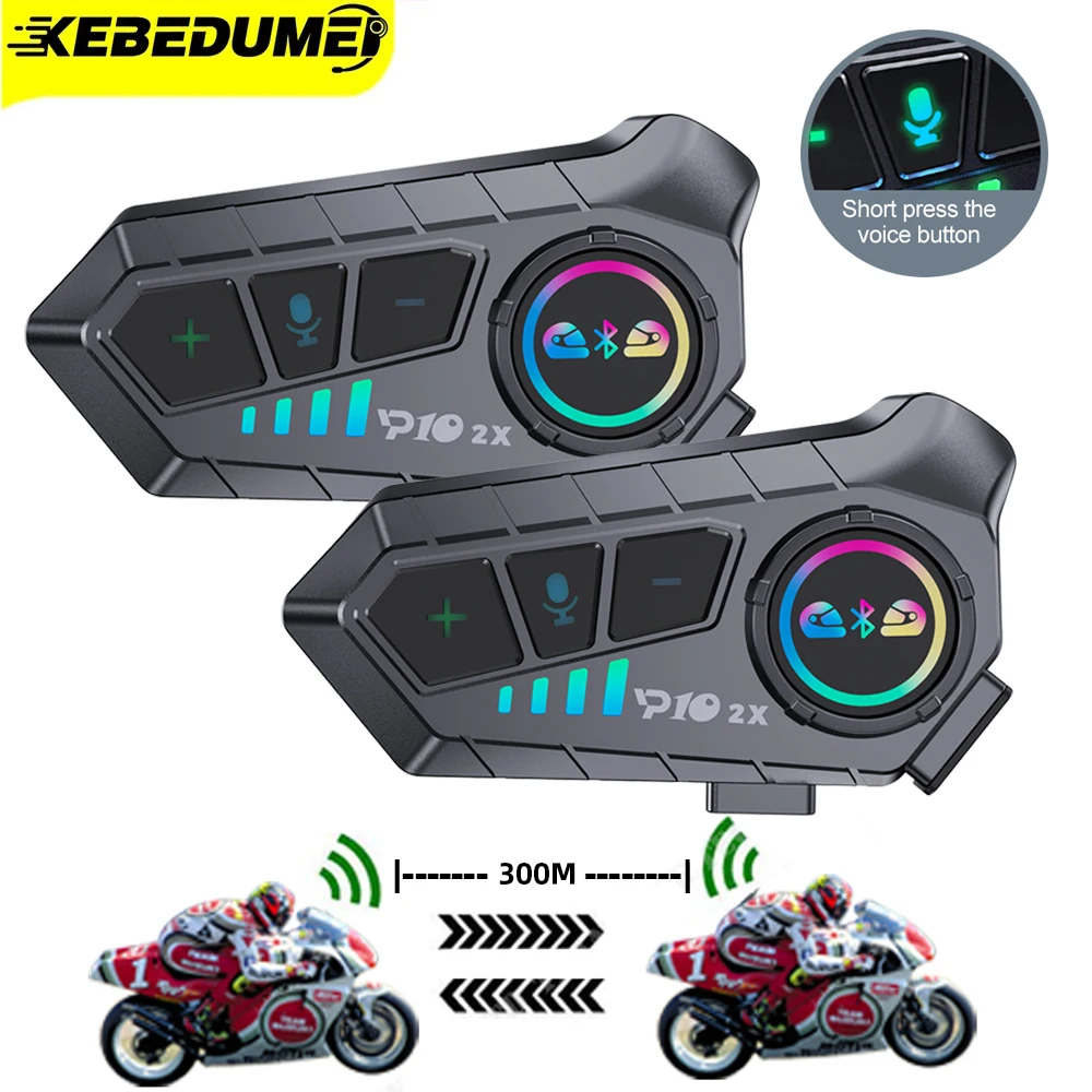 

2 IN 1 Motorcycle Helmet Headset Intercom For 2 Riders Bluetooth 5.3 Moto Intercom Wireless Waterproof Interphone Headsets