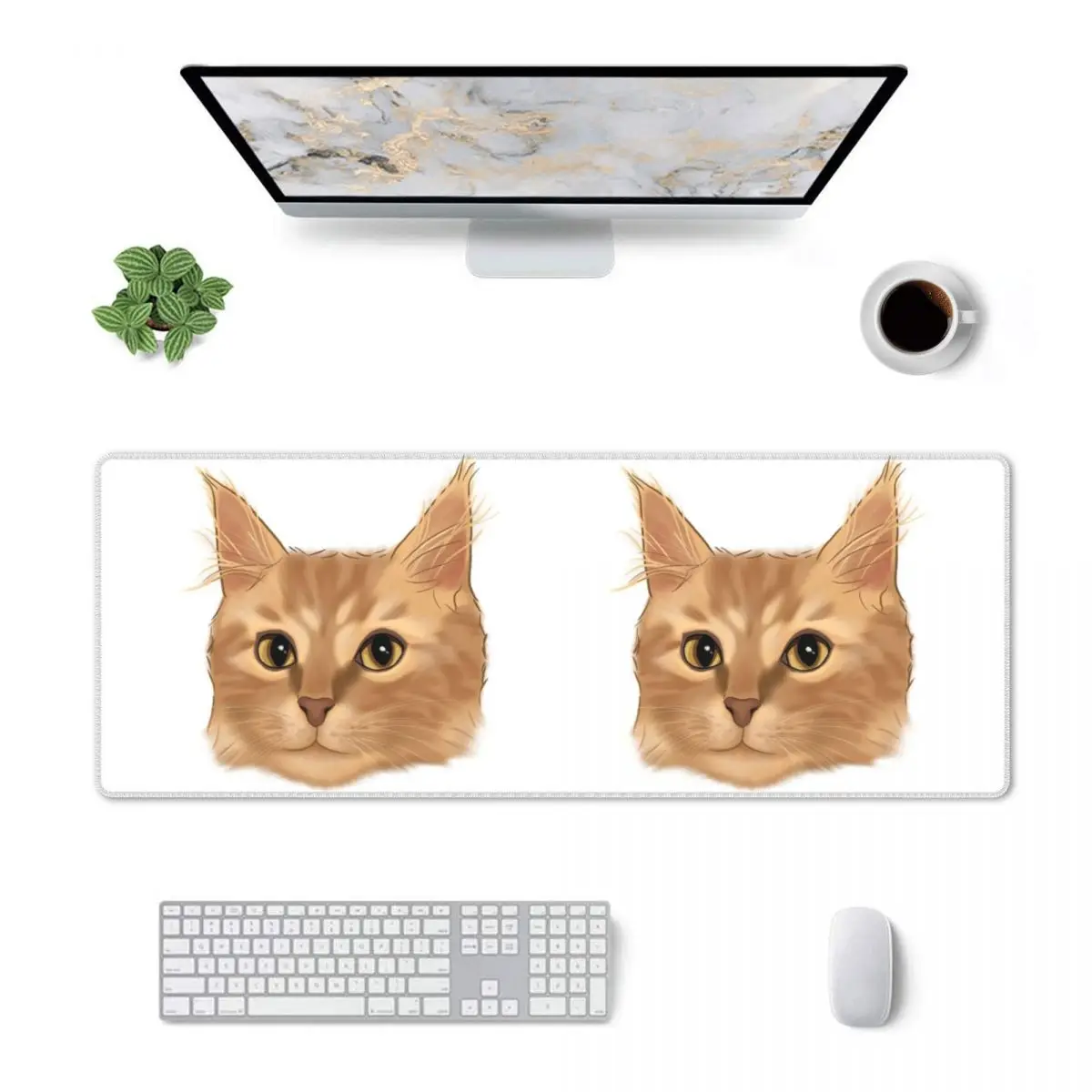 Large Mouse Pad Orange Tabby Cat Portrait Gamer PC Laptop Mats Keyboard Carpet Computer Gaming Office Accessories Desk Mat