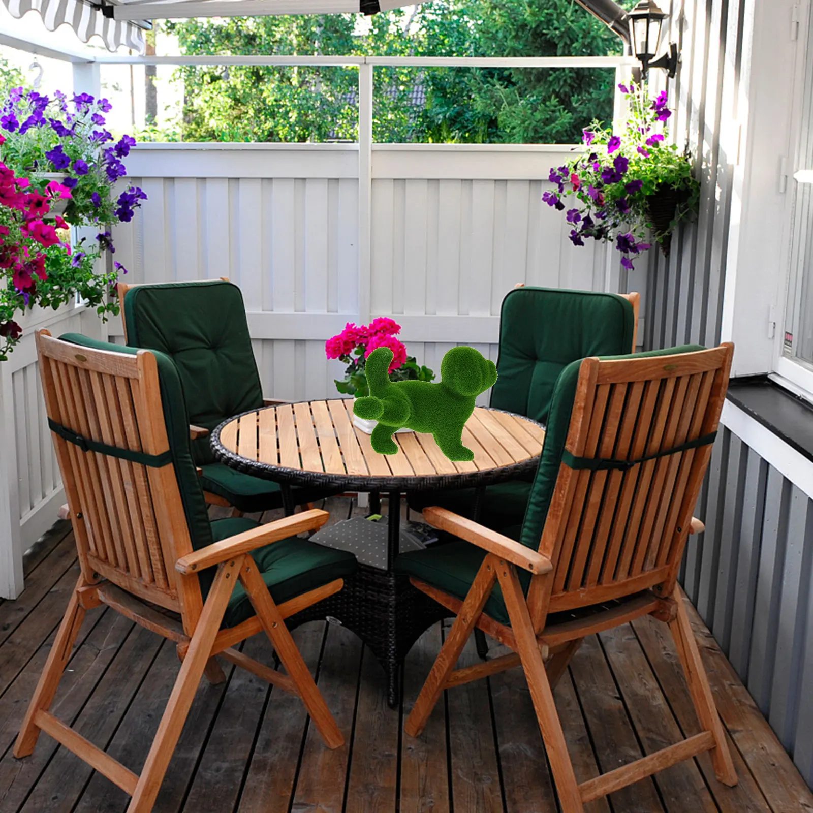 

Green Lovely Garden Puppy Ornament Artificial Dog Flocking Dog Statue Outdoor Yard Decoration Housewarming Gift